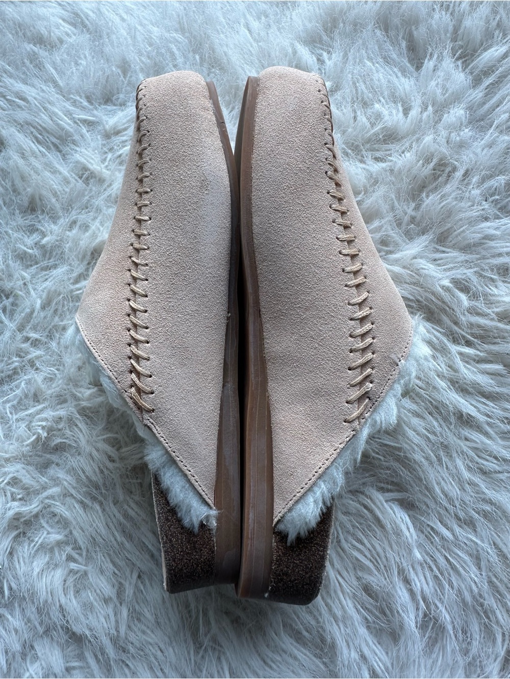 Valdez Cozy Faux-Shearling Slip-On Leather Slippers in Nude Villa Rouge 5.5